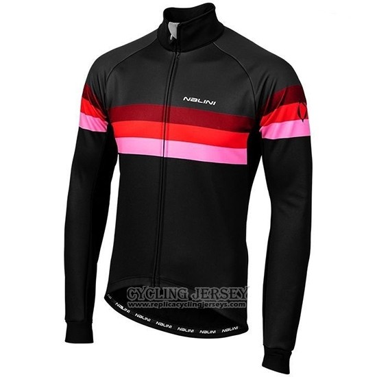2019 Cycling Jersey Nalini Warm 2.0 Black Red Long Sleeve And Bib Tight